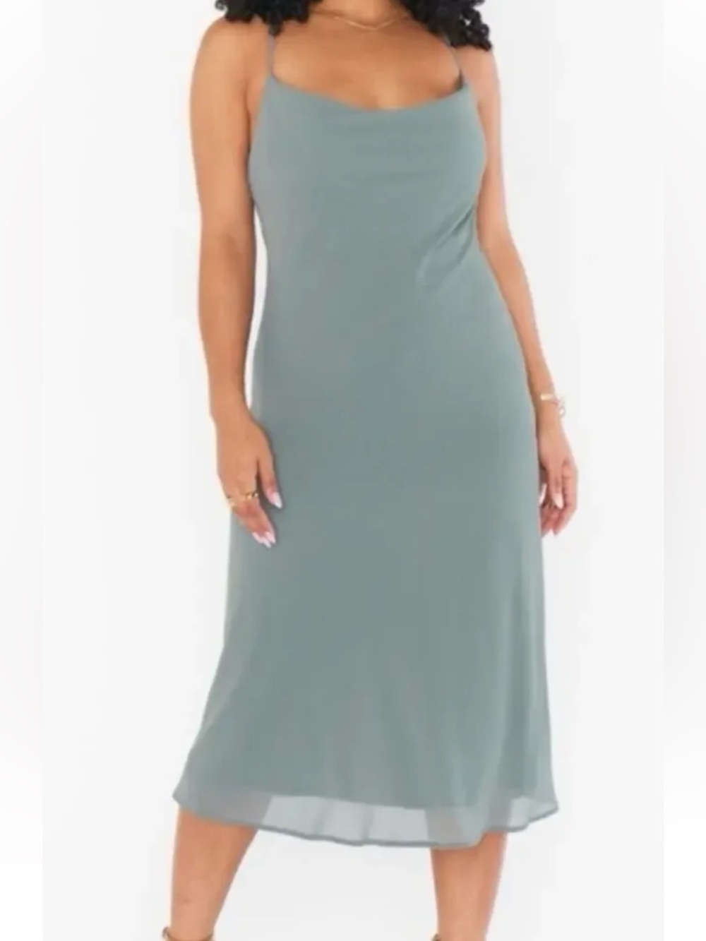Show Me Your MuMu Sage Green Slip Midi Dress